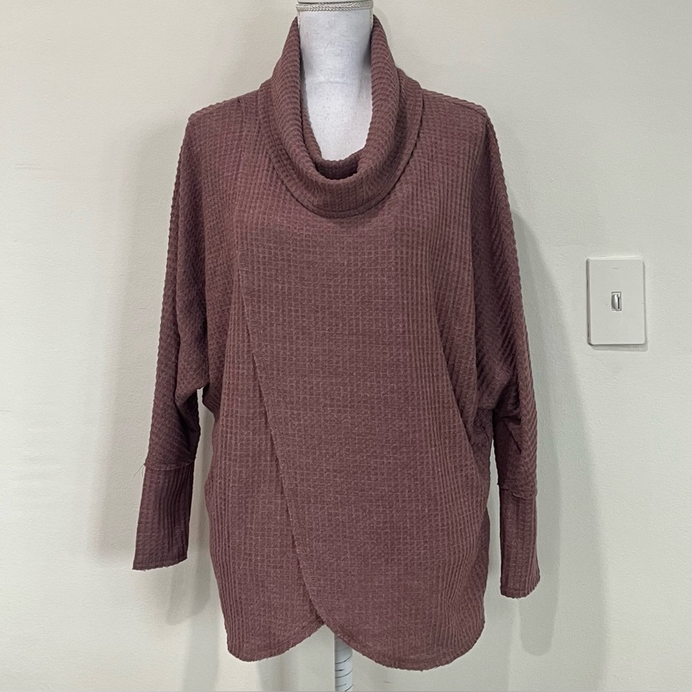 Lularoe Waffle Knit Cowl Neck Tunic Top Mocha Brown Cozy Soft Chic Lounge Wear